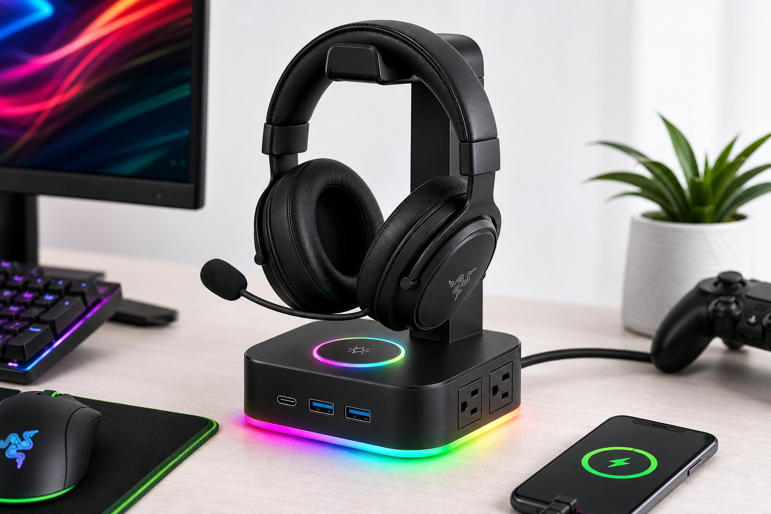 KAFRI RGB Headphone Stand Review: A Compact All‑in‑One Power and Display Dock for Gamers