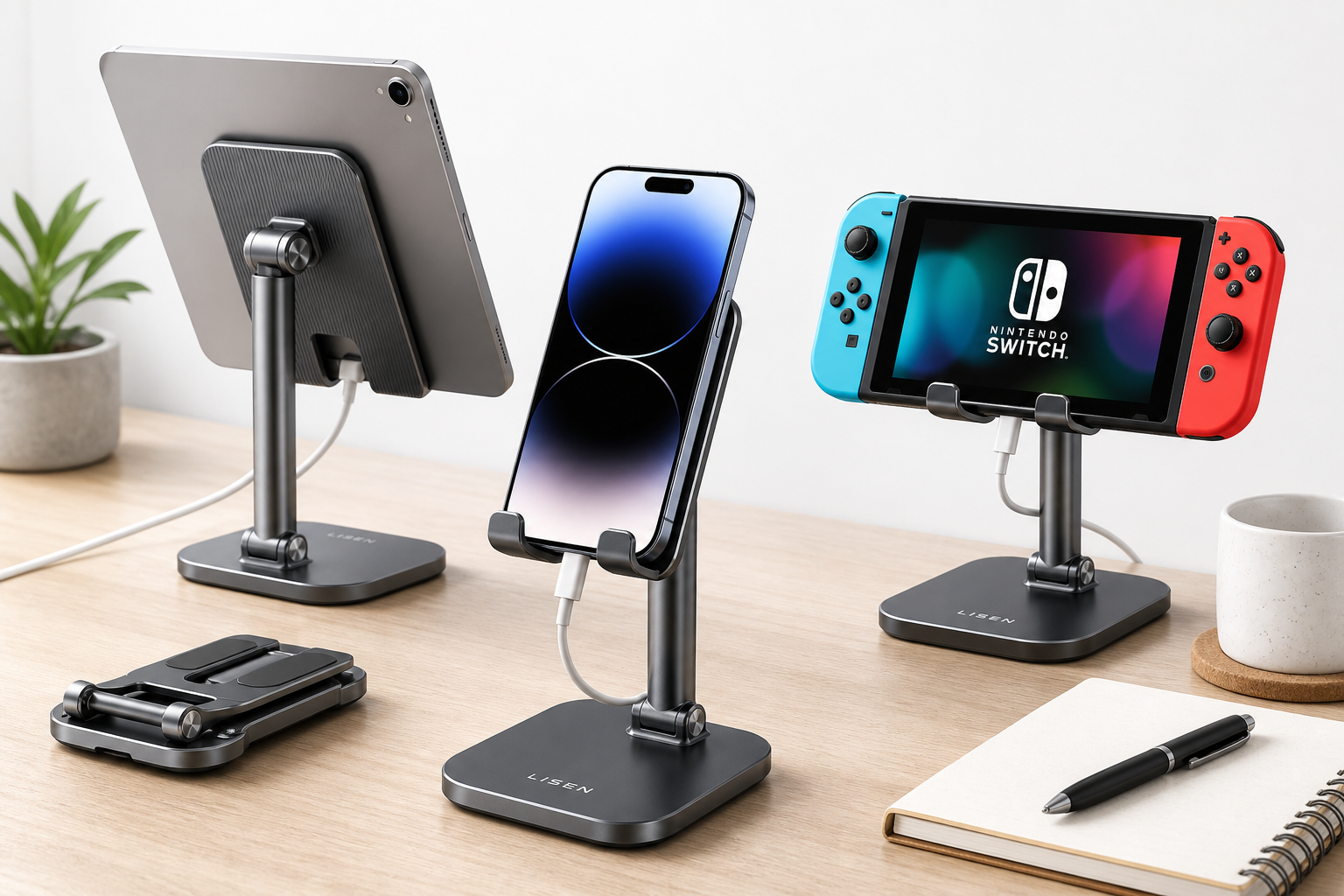LISEN Cell Phone Stand for Desk: A Stable, Adjustable Holder for Phones, Tablets, and the Nintendo Switch