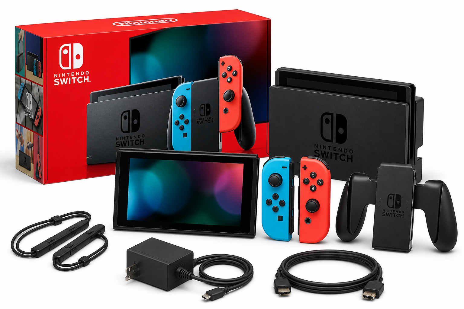 Nintendo Switch with Neon Blue and Neon Red Joy-Con: A Versatile Hybrid Console Still Worth Buying