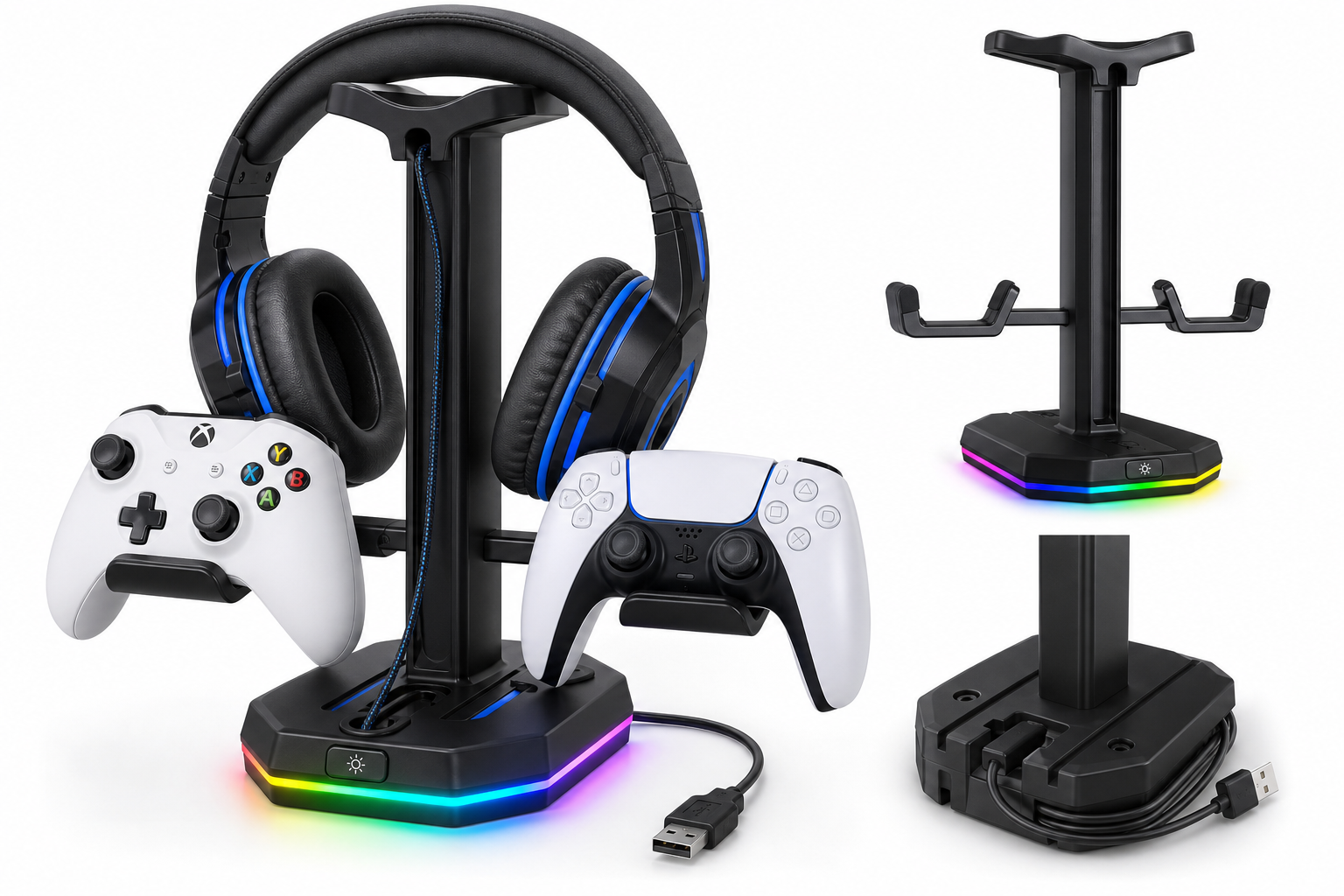 KDD RGB Headphone & Controller Stand Review: Compact 3-in-1 Organizer for Gaming Desks