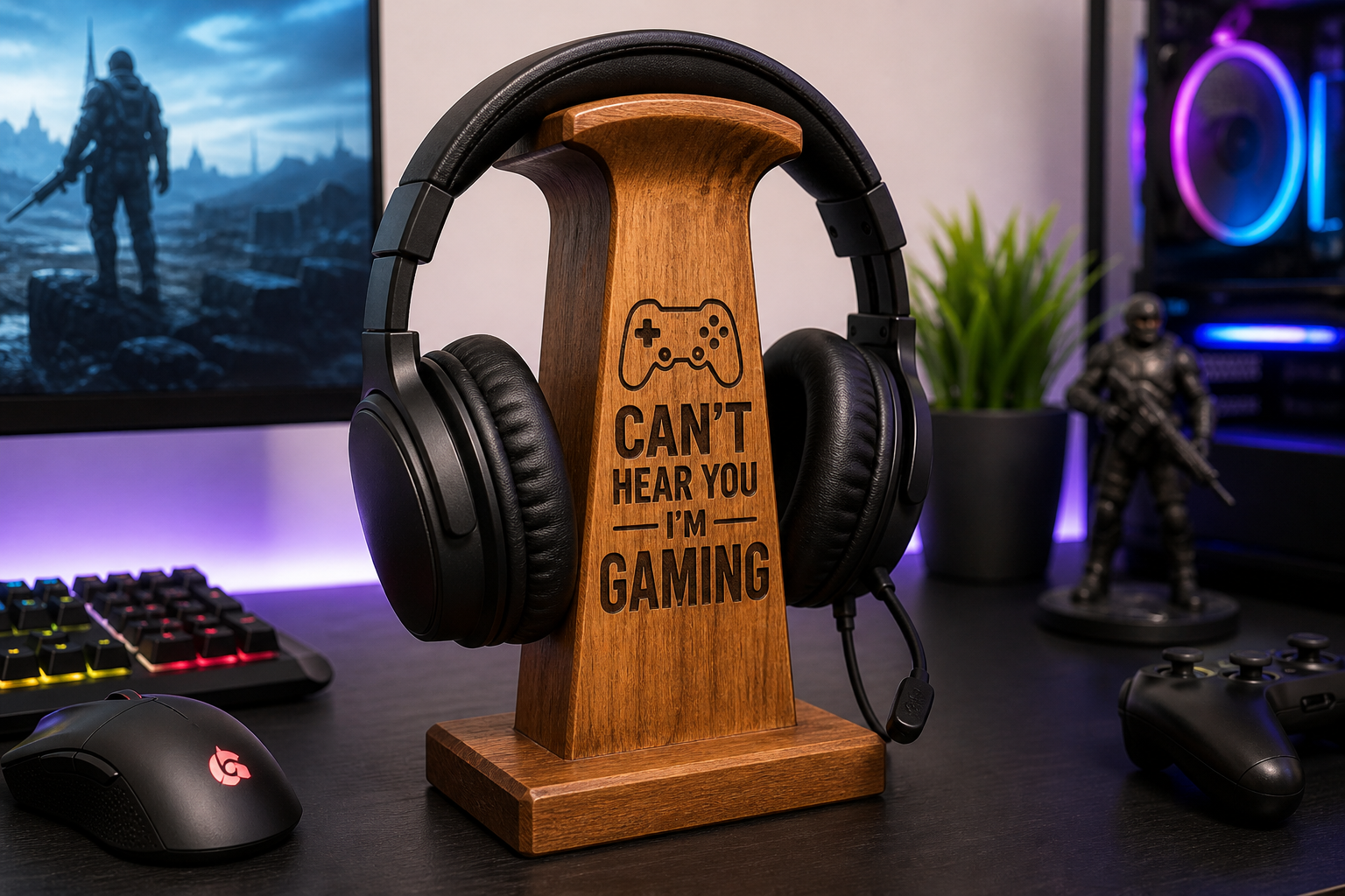 “Can’t Hear You I’m Gaming” Wooden Headset Stand Review: A Fun, Practical Gift for Gamers