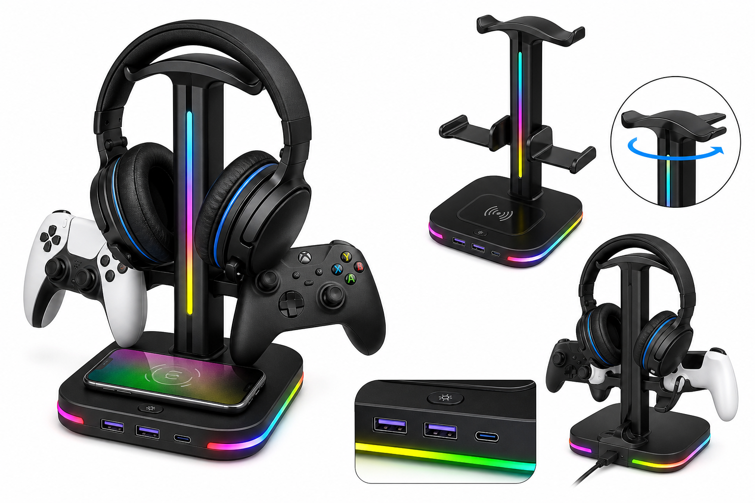 KDD Headphone & Controller Stand with Wireless Charging: A Compact All‑in‑One Dock for Gamers