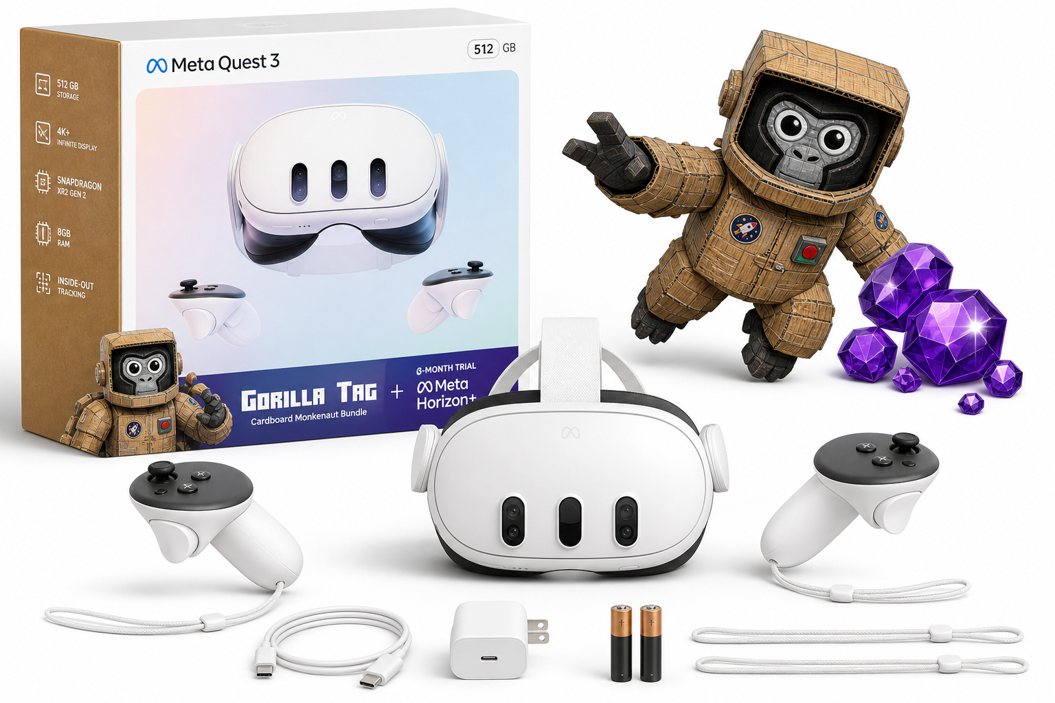 Meta Quest 3 512GB Gorilla Tag Cardboard Monkenaut Bundle Review: Premium Storage Meets Playful Exclusivity